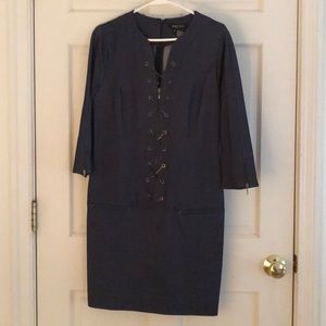 Etcetera stretch denim/metal chain dress size 6